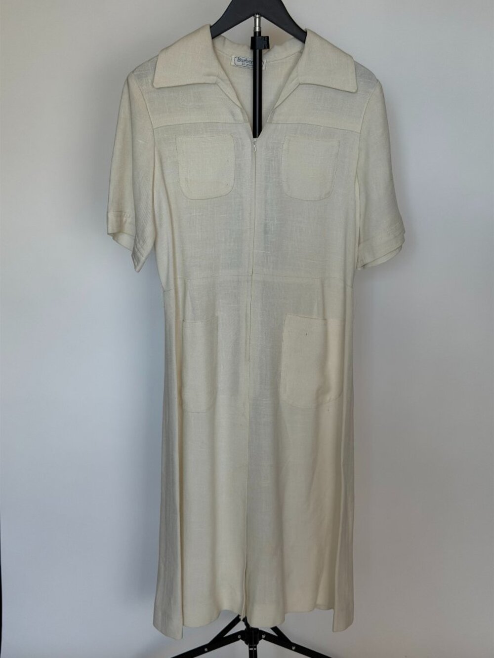 Burberry London Linen Zip Front Shirt Dress